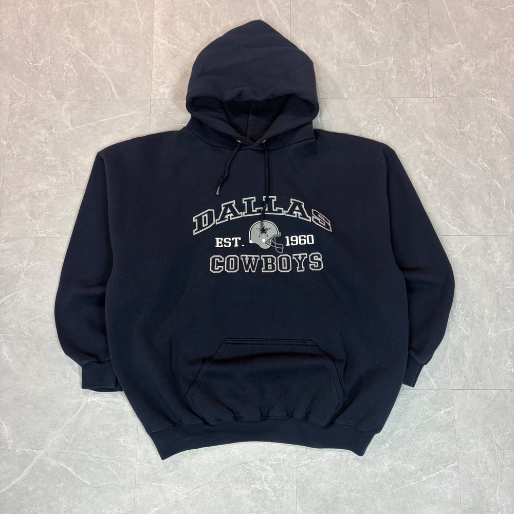 Vintage Logo Athletic Dallas Cowboys Hoodie Men XL Navy Blue Est 1960 Sweatshirt